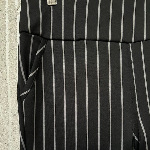 Black Pinstripe High Waist Stretch Pants - Picture 4 of 9